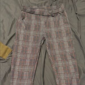 Plaid High-Waisted Pants